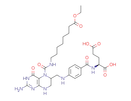 Molecular Structure of 111823-25-7 ((S)-2-(4-{[2-Amino-5-(7-ethoxycarbonyl-heptylcarbamoyl)-4-oxo-3,4,5,6,7,8-hexahydro-pteridin-6-ylmethyl]-amino}-benzoylamino)-pentanedioic acid)