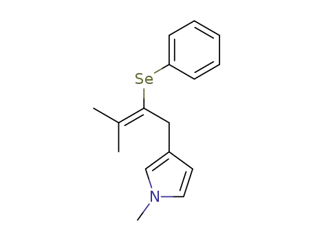 Molecular Structure of 87728-81-2 (1H-Pyrrole, 1-methyl-3-[3-methyl-2-(phenylseleno)-2-butenyl]-)