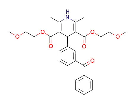 Molecular Structure of 145695-57-4 (4-(3-Benzoyl-phenyl)-2,6-dimethyl-1,4-dihydro-pyridine-3,5-dicarboxylic acid bis-(2-methoxy-ethyl) ester)