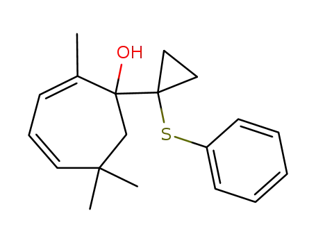 Molecular Structure of 81532-20-9 (2,6,6-trimethyl-1-(1'-(phenylthio)cyclopropyl)-2,4-cycloheptadienol)