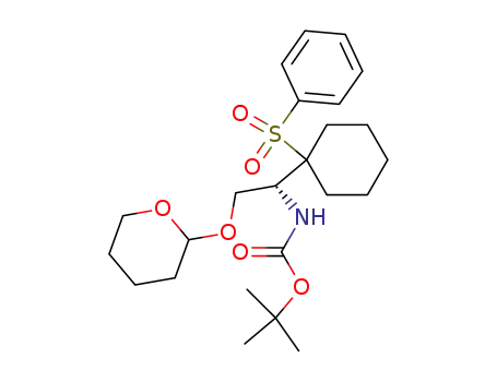 Molecular Structure of 155905-75-2 ([(R)-1-(1-Benzenesulfonyl-cyclohexyl)-2-(tetrahydro-pyran-2-yloxy)-ethyl]-carbamic acid tert-butyl ester)