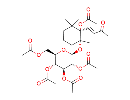 Acetic acid (1R,6R)-2,2,6-trimethyl-1-((E)-3-oxo-but-1-enyl)-6-((2S,3R,4S,5R,6R)-3,4,5-triacetoxy-6-acetoxymethyl-tetrahydro-pyran-2-yloxy)-cyclohexyl ester