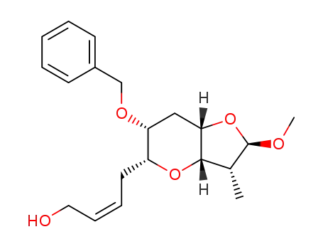 Molecular Structure of 141619-08-1 ((Z)-4-((2R,3R,3aS,5R,6R,7aS)-6-Benzyloxy-2-methoxy-3-methyl-hexahydro-furo[3,2-b]pyran-5-yl)-but-2-en-1-ol)