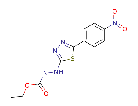 Molecular Structure of 91096-44-5 (Hydrazinecarboxylic acid, 2-[5-(4-nitrophenyl)-1,3,4-thiadiazol-2-yl]-,
ethyl ester)