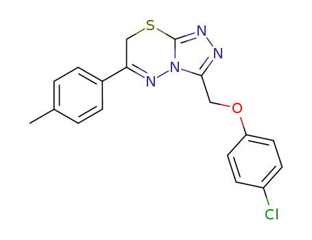 Molecular Structure of 120872-96-0 (3-(4-Chloro-phenoxymethyl)-6-p-tolyl-7H-[1,2,4]triazolo[3,4-b][1,3,4]thiadiazine)