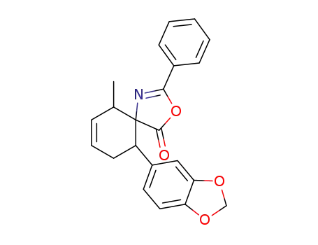 Molecular Structure of 126713-53-9 (10-Benzo[1,3]dioxol-5-yl-6-methyl-2-phenyl-3-oxa-1-aza-spiro[4.5]deca-1,7-dien-4-one)