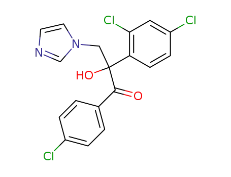 Molecular Structure of 107659-25-6 (1-(4-chlorophenyl)-2-(2,4-dichlorophenyl)-2-hydroxy-3-(1H-imidazol-1-yl)propan-1-one)