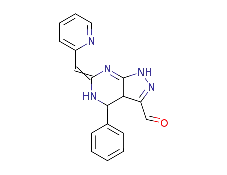 1H-Pyrazolo[3,4-d]pyrimidine-3-carboxaldehyde,
3a,4,5,6-tetrahydro-4-phenyl-6-(2-pyridinylmethylene)-