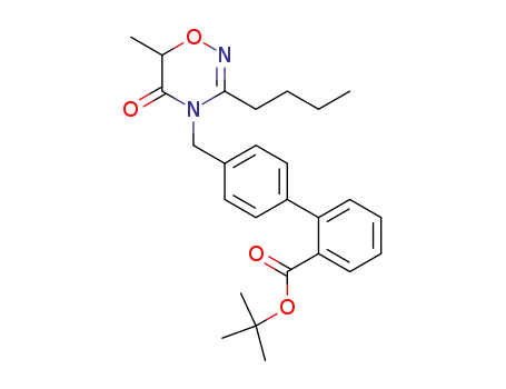 Molecular Structure of 150694-20-5 (4'-<(3-butyl-5,6-dihydro-6-methyl-5-oxo-4H-1,2,4-oxadiazin-4-yl)methyl><1,1'-biphenyl>-2-carboxylic acid t-butyl ester)