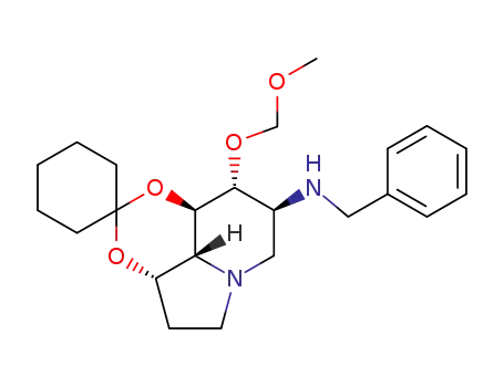 Spirocyclohexane-1,2-1,3dioxino4,5,6-hiindolizin-8-amine, octahydro-9-(methoxymethoxy)-N-(phenylmethyl)-, 3aS-(3a.alpha.,8.alpha.,9.beta.,9a.beta.,9b.alpha.)-