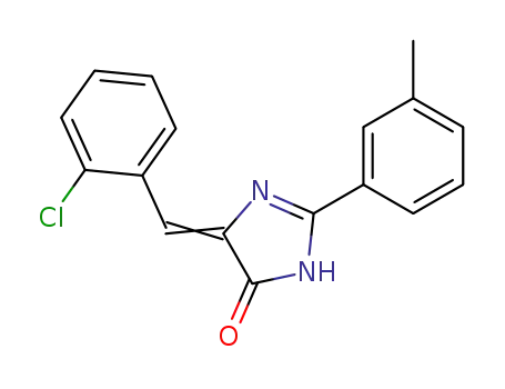 Molecular Structure of 79946-50-2 (4H-Imidazol-4-one,
5-[(2-chlorophenyl)methylene]-1,5-dihydro-2-(3-methylphenyl)-)