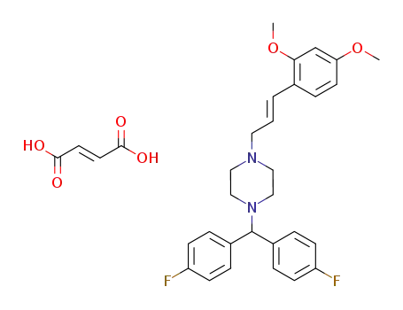 Molecular Structure of 104690-91-7 (Piperazine, 1-(bis(4-fluorophenyl)methyl)-4-(3-(2,4-dimethoxyphenyl)-2-propenyl)-, (E)-2-butenedioate (1:1))