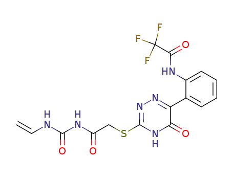 2,2,2-Trifluoro-N-(2-{5-oxo-3-[2-oxo-2-(3-vinyl-ureido)-ethylsulfanyl]-4,5-dihydro-[1,2,4]triazin-6-yl}-phenyl)-acetamide