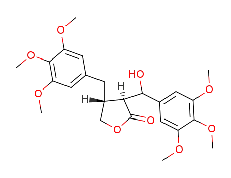 Molecular Structure of 115495-72-2 ((3S,4R)-3-[Hydroxy-(3,4,5-trimethoxy-phenyl)-methyl]-4-(3,4,5-trimethoxy-benzyl)-dihydro-furan-2-one)