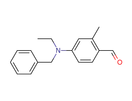 Molecular Structure of 77147-13-8 (2-Methyl-4-(N-ethyl-N-benzyl)aminobenzaldehyde)