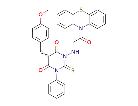 10H-Phenothiazine, 10-(((tetrahydro-5-((4-methoxyphenyl)methylene)-4,6-dioxo-3-phenyl-2-thioxo-1(2H)-pyrimidinyl)amino)acetyl)-