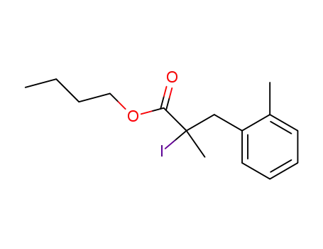 Molecular Structure of 110622-16-7 (2-Iodo-2-methyl-3-o-tolyl-propionic acid butyl ester)