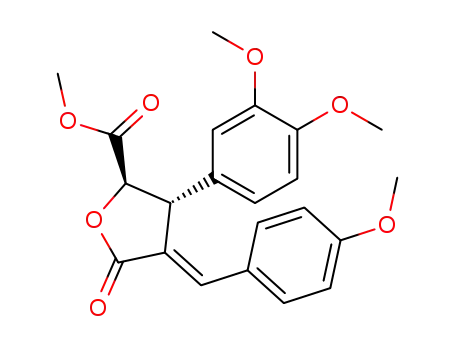 Molecular Structure of 130396-78-0 ((2R,3R)-3-(3,4-Dimethoxy-phenyl)-4-[1-(4-methoxy-phenyl)-meth-(E)-ylidene]-5-oxo-tetrahydro-furan-2-carboxylic acid methyl ester)