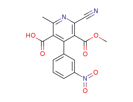 Molecular Structure of 113201-56-2 (3,5-Pyridinedicarboxylic acid, 2-cyano-6-methyl-4-(3-nitrophenyl)-,
3-methyl ester)