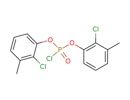 Molecular Structure of 116992-72-4 (Phosphorochloridic acid bis-(2-chloro-3-methyl-phenyl) ester)