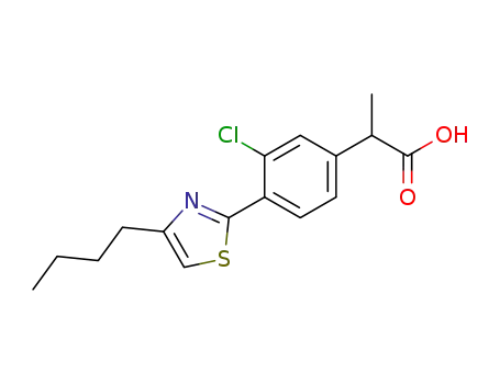 Molecular Structure of 138568-81-7 (3-Chloro-α-methyl-4-(4-butyl-2-thiazolyl)benzeneacetic acid)