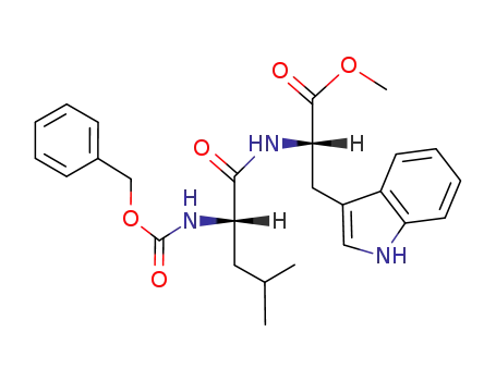 Molecular Structure of 14437-50-4 ((S)-methyl 2-((S)-2-(((benzyloxy)carbonyl)amino)-4-methylpentanamido)-3-(1H-indol-3-yl)propanoate)