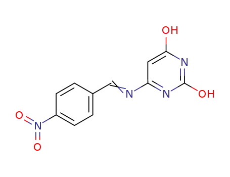Molecular Structure of 62879-03-2 (2,4(1H,3H)-Pyrimidinedione, 6-[[(4-nitrophenyl)methylene]amino]-)
