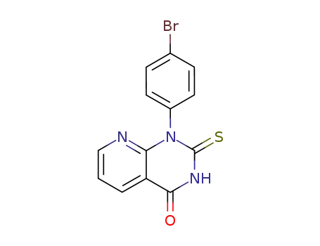 Molecular Structure of 89374-60-7 (1-(4-BROMOPHENYL)-2-THIOXO-1,2,3,4-TETRAHYDROPYRIDO[2,3-D]PYRIMIDIN-4-ONE)