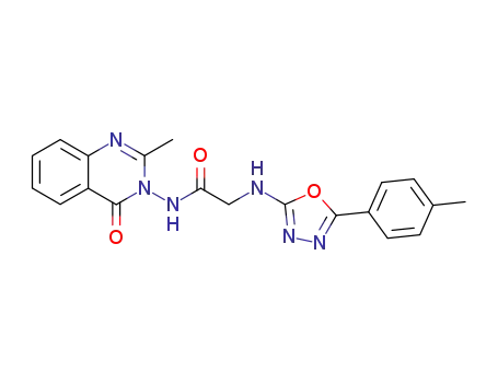Molecular Structure of 135790-32-8 (N-(2-methyl-4-oxoquinazolin-3(4H)-yl)-N~2~-[5-(4-methylphenyl)-1,3,4-oxadiazol-2-yl]glycinamide)