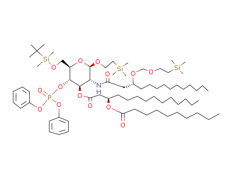 (R)-3-Decanoyloxy-tetradecanoic acid (2R,3S,4R,5R,6R)-2-(tert-butyl-dimethyl-silanyloxymethyl)-3-(diphenoxy-phosphoryloxy)-6-(2-trimethylsilanyl-ethoxy)-5-[(R)-3-(2-trimethylsilanyl-ethoxymethoxy)-tetradecanoylamino]-tetrahydro-pyran-4-yl ester