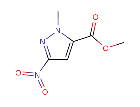 Molecular Structure of 177409-38-0 (2-methyl-5-nitro-2H-pyrazole-3-carboxylic acid methyl ester)