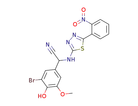 α-(5-o-nitrophenyl-1,3,4-thiadiazol-2-yl-amino)-(5-bromo-4-hydroxy-3-methoxyphenyl)acetonitrile