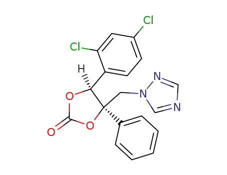Molecular Structure of 107659-79-0 ((4S,5R)-5-(2,4-dichlorophenyl)-4-phenyl-4-(1H-1,2,4-triazol-1-ylmethyl)-1,3-dioxolan-2-one)