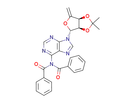 Molecular Structure of 59996-36-0 (Adenosine,
N,N-dibenzoyl-4',5'-didehydro-5'-deoxy-2',3'-O-(1-methylethylidene)-)
