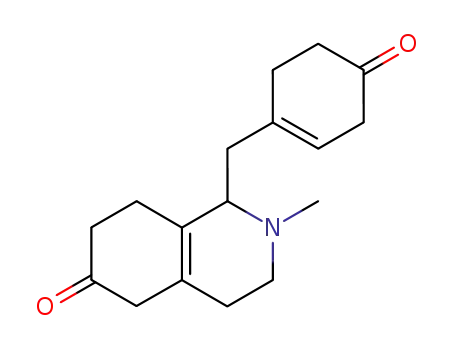 Molecular Structure of 112129-69-8 (6(2H)-Isoquinolinone,
1,3,4,5,7,8-hexahydro-2-methyl-1-[(4-oxo-1-cyclohexen-1-yl)methyl]-)