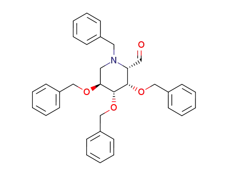 Molecular Structure of 111467-08-4 ((2S,3S,4R,5S)-1-Benzyl-3,4,5-tris-benzyloxy-piperidine-2-carbaldehyde)