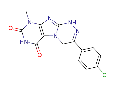 Molecular Structure of 105774-49-0 (3-(4-chlorophenyl)-9-methyl-1,4-dihydro[1,2,4]triazino[3,4-f]purine-6,8(7H,9H)-dione)