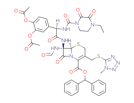 diphenylmethyl 7β-<D-2-(3,4-diacetoxyphenyl)-2-<(4-ethyl-2,3-dioxopiperazin-1-yl)carbonylamino>acetamido>-7α-formamido-3-<(1-methyl-1H-tetrazol-5-yl)thiomethyl>ceph-3-em-4-carboxylate