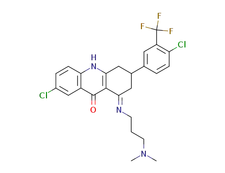 7-Chloro-3-(4-chloro-3-trifluoromethyl-phenyl)-1-[(E)-3-dimethylamino-propylimino]-1,3,4,10-tetrahydro-2H-acridin-9-one