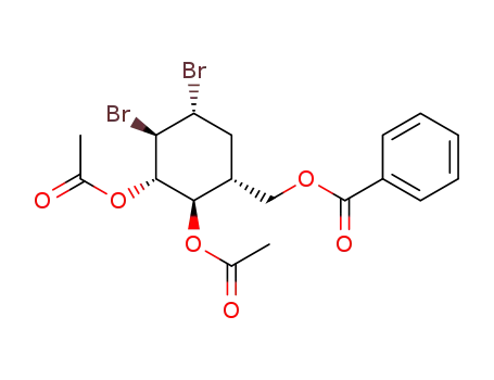 DL-di-O-acetyl-(1,3/2,4,6)-3,4-dibromo-6-benzoyloxymethyl-1,2-cyclohexanediol
