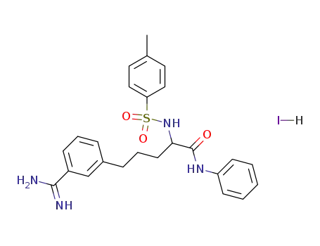 Molecular Structure of 83101-85-3 (5-(3-Carbamimidoyl-phenyl)-2-(toluene-4-sulfonylamino)-pentanoic acid phenylamide; hydriodide)