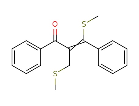 Molecular Structure of 89003-26-9 (2-Propen-1-one, 3-(methylthio)-2-[(methylthio)methyl]-1,3-diphenyl-, (E)-)