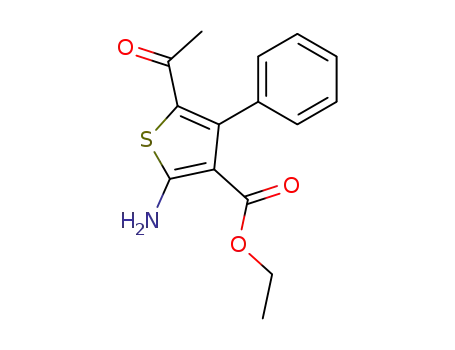 Molecular Structure of 122835-45-4 (3-thiophenecarboxylic acid, 5-acetyl-2-amino-4-phenyl-, et)