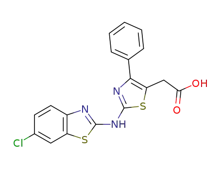 Molecular Structure of 89402-78-8 (5-Thiazoleacetic acid, 2-[(6-chloro-2-benzothiazolyl)amino]-4-phenyl-)