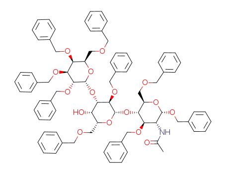 benzyl 2-acetamido-4-O-<2,6-di-O-benzyl-3-O-(2,3,4,6-tetra-O-benzyl-α-D-galactopyranosyl)-β-D-galactopyranosyl>-3,6-di-O-benzyl-2-deoxy-α-D-glucopyranoside