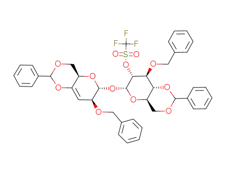 2-O-benzyl-4,6-O-benzylidene-3-deoxy-α-D-threo-hex-3-enopyranosyl 3-O-benzyl-4,6-O-benzylidene-2-trifluoromethylsulfonyl-α-D-glucopyranoside