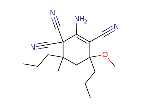 2-Amino-4-methoxy-6-methyl-4,6-dipropyl-cyclohex-2-ene-1,1,3-tricarbonitrile