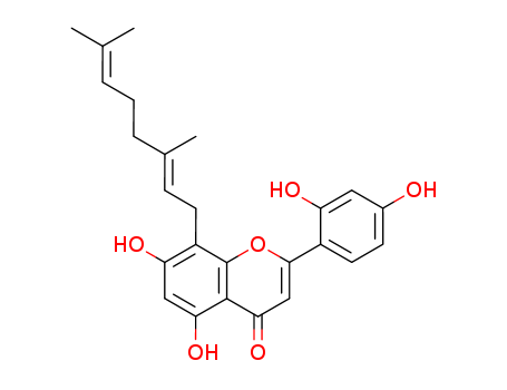 Molecular Structure of 123064-83-5 (4H-1-Benzopyran-4-one,2-(2,4-dihydroxyphenyl)-6-[(2E)-3,7-dimethyl-2,6-octadien-1-yl]-5,7-dihydroxy-)
