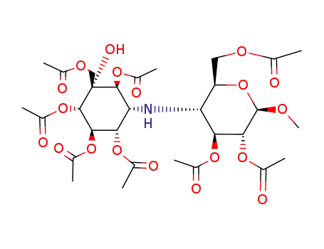 methyl-4-<1D-(1N,2,4,5/3,6)-(5-C-acetoxymethyl-2,3,4,6-tetra-O-acetyl-2,3,4,5,6-pentahydroxycyclohexyl)amino>-2,3,6-tri-O-acetyl-4-desoxy-β-D-glucopyranoside