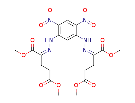 Molecular Structure of 143263-60-9 (Pentanedioic acid,
2,2'-[(4,6-dinitro-1,3-phenylene)di-2-hydrazinyl-1-ylidene]bis-,
tetramethyl ester, (Z,Z)-)